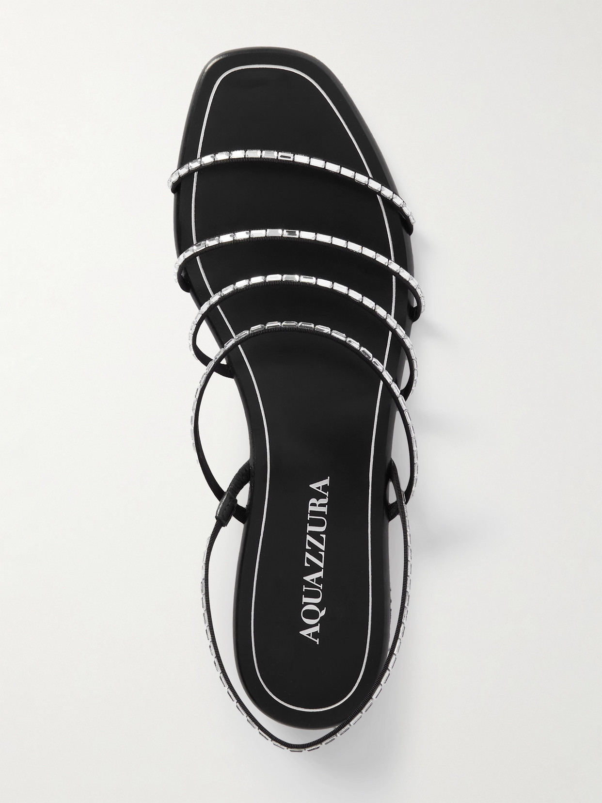 Aquazzura Mistica Crystal-embellished Grosgrain Slingback Sandals In Black