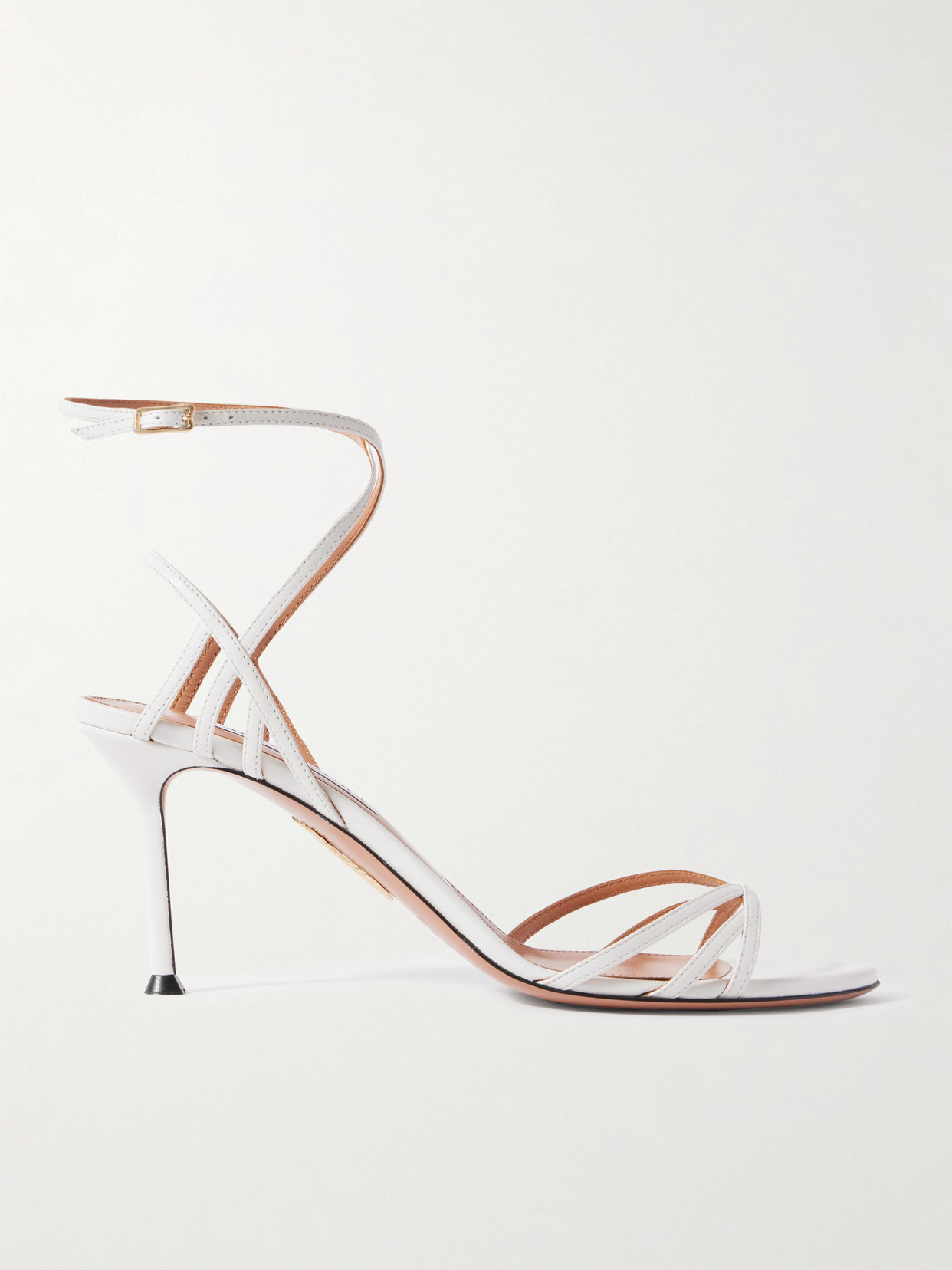 Aquazzura Polanco 85 Leather Sandals In Silver