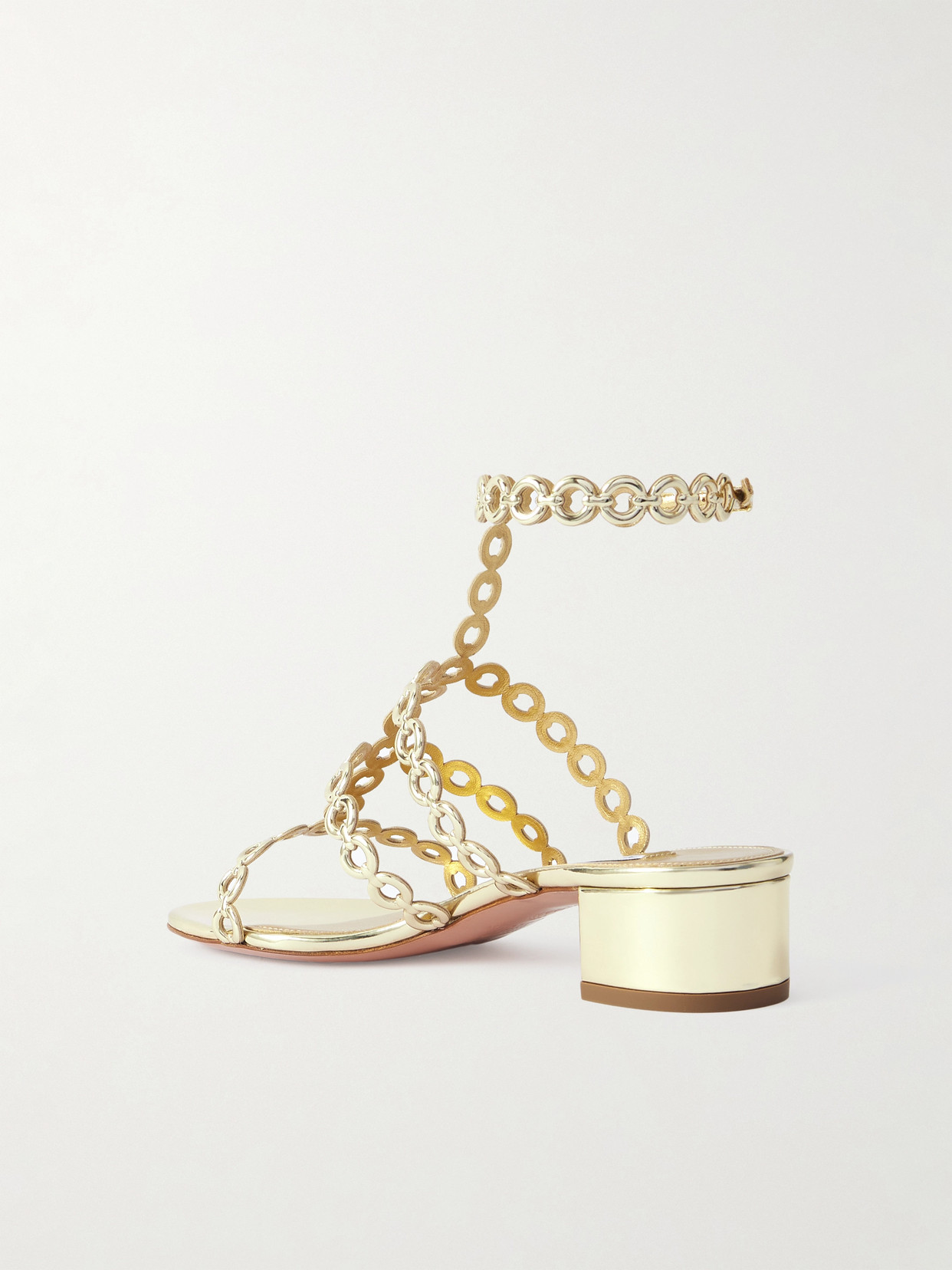 Aquazzura Infinity Chain Sandal In Mirrored Leather