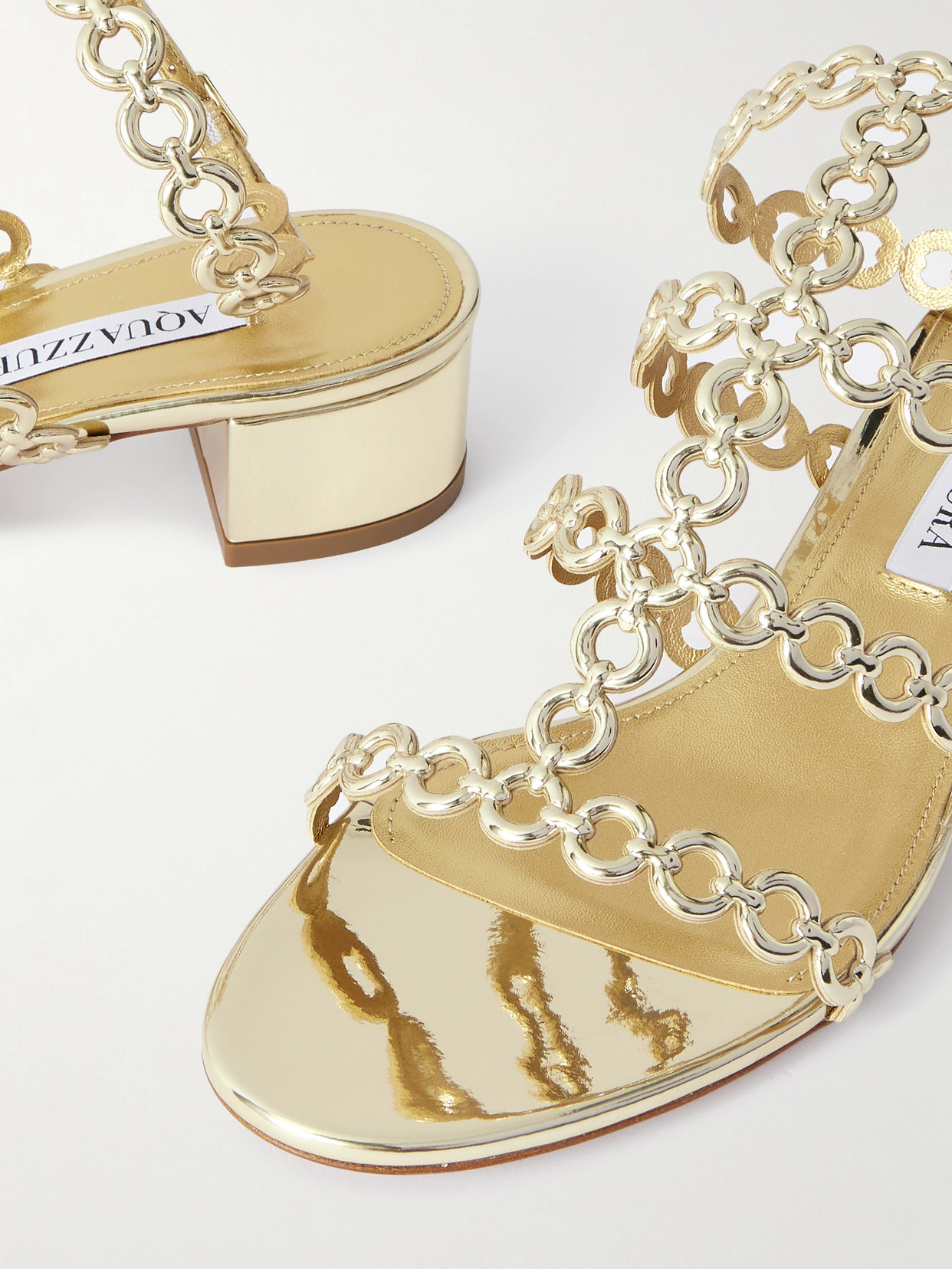 Aquazzura Infinity Chain Sandal In Mirrored Leather