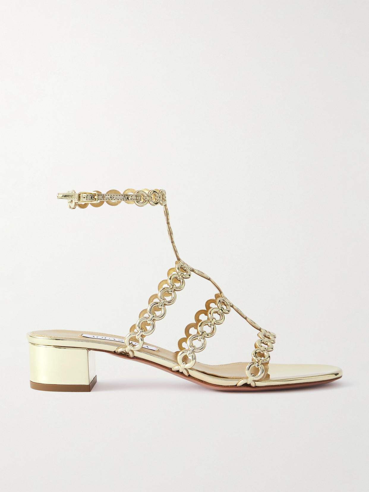 Aquazzura Infinity Chain Sandal In Mirrored Leather