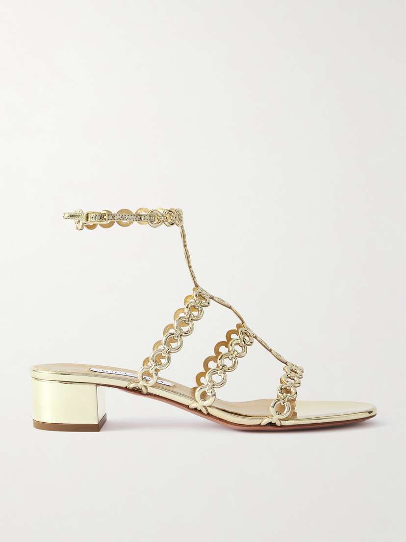 Aquazzura 35 Infinity Mirrored-leather Sandals