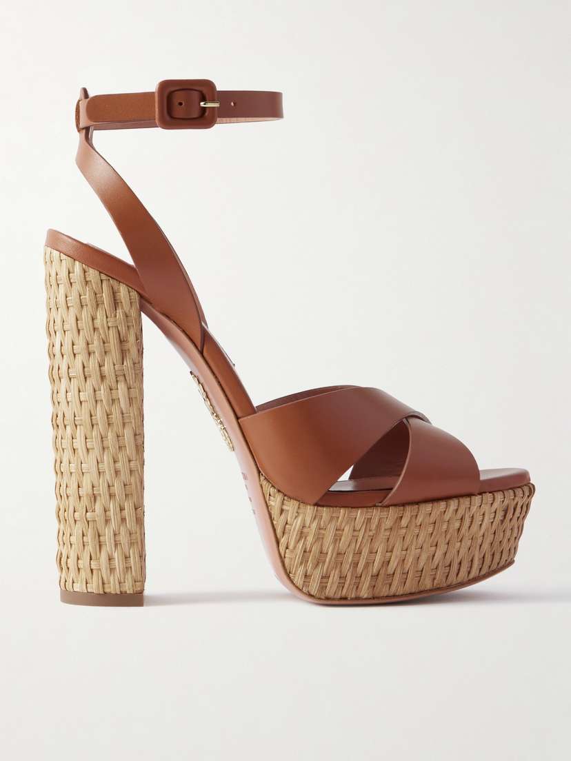 Aquazzura Sunseeker Plateau 140 Leather Platform Sandals