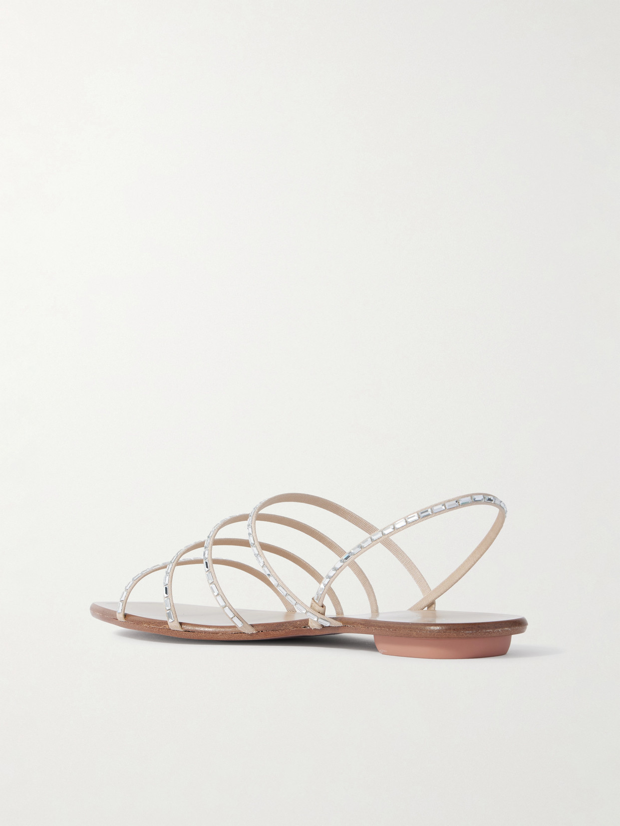 Aquazzura Mistica Crystal-embellished Grosgrain Slingback Sandals In Neutrals