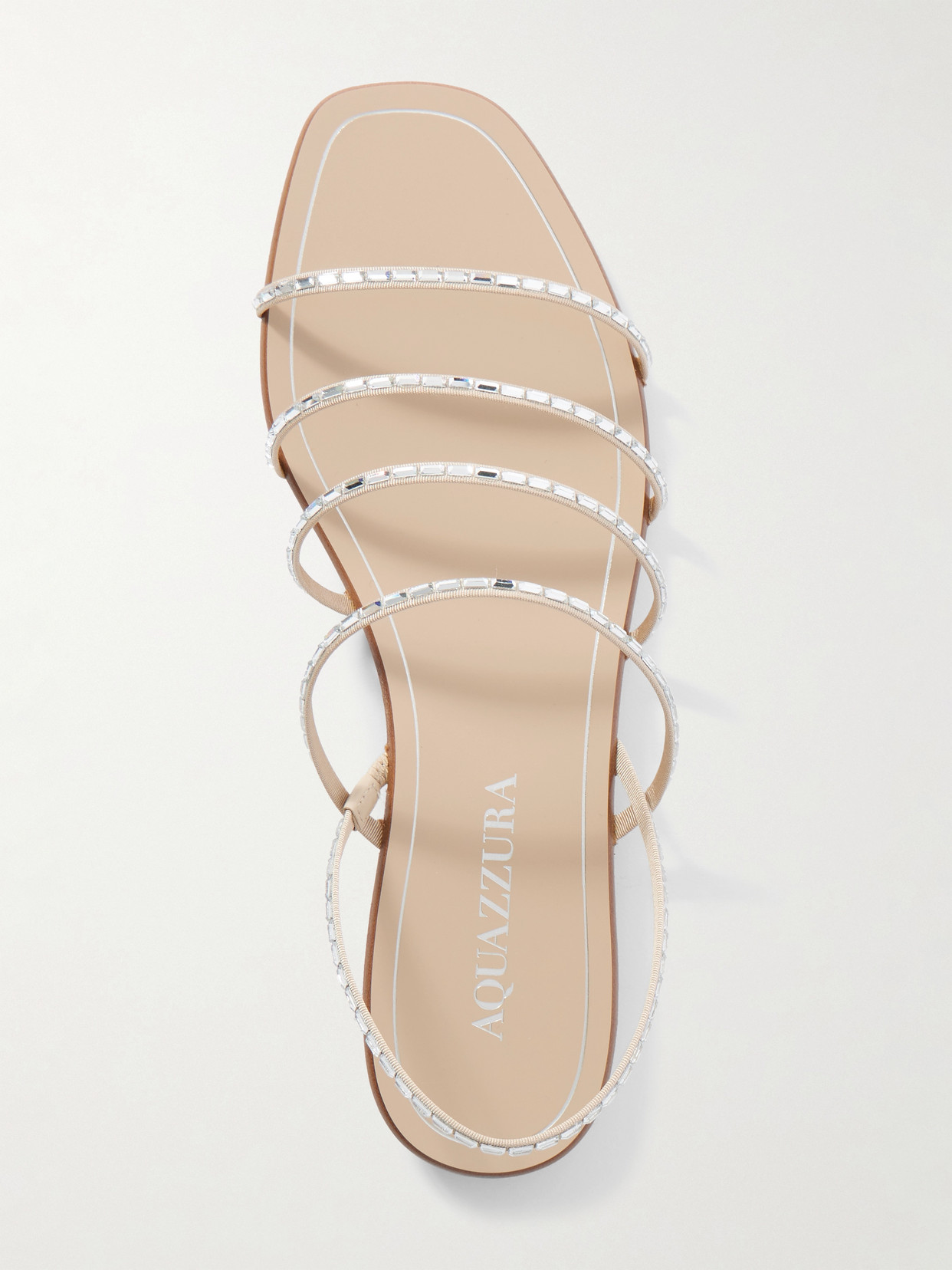 Aquazzura Mistica Crystal-embellished Grosgrain Slingback Sandals In Neutrals
