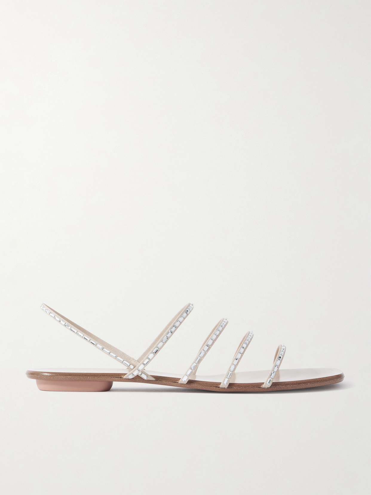 Aquazzura Mistica Crystal-embellished Grosgrain Slingback Sandals In Neutrals
