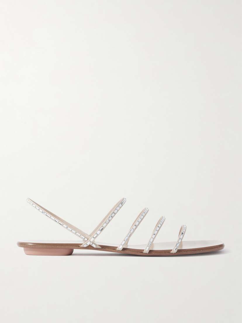 Aquazzura Mistica Crystal-embellished Grosgrain Slingback Sandals