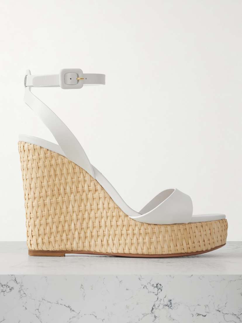 Aquazzura Sunseeker 110 Leather Wedges Platform Sandals