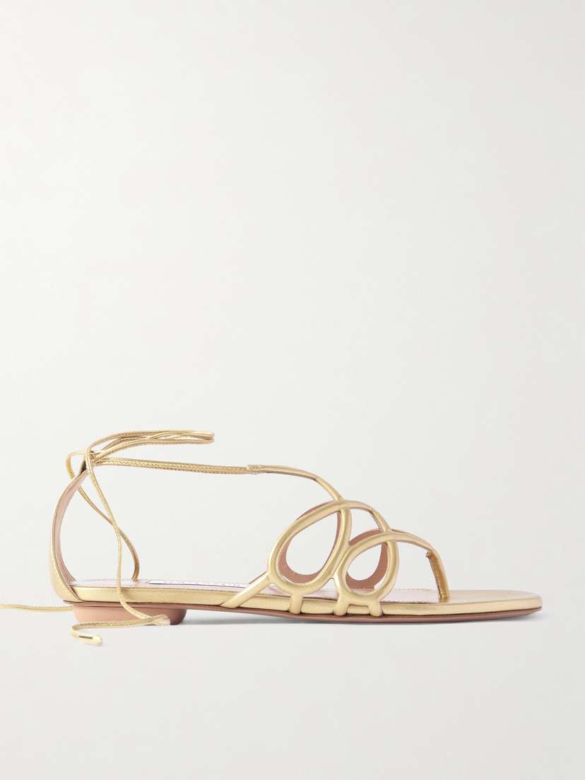 Aquazzura Infinito Metallic Leather Sandals
