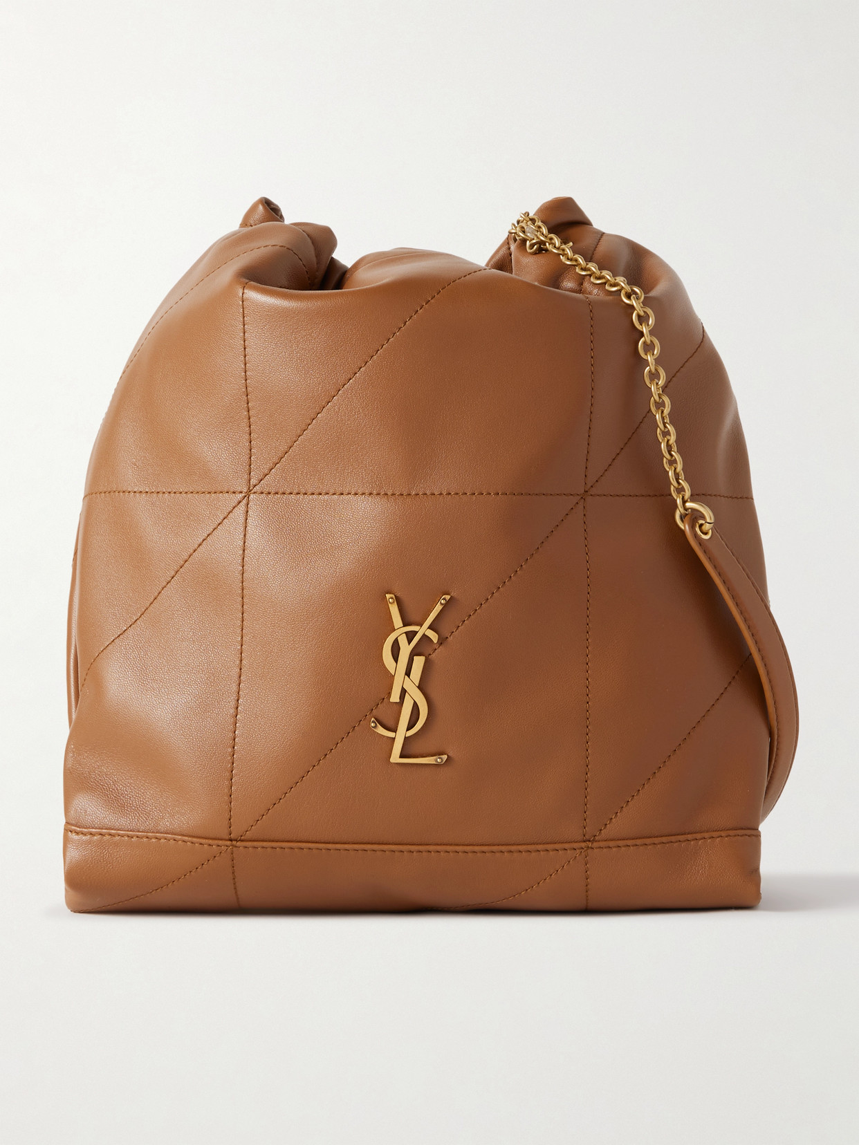 SAINT LAURENT - Jamie Embellished Quilted Leather Shoulder Bag - Brown