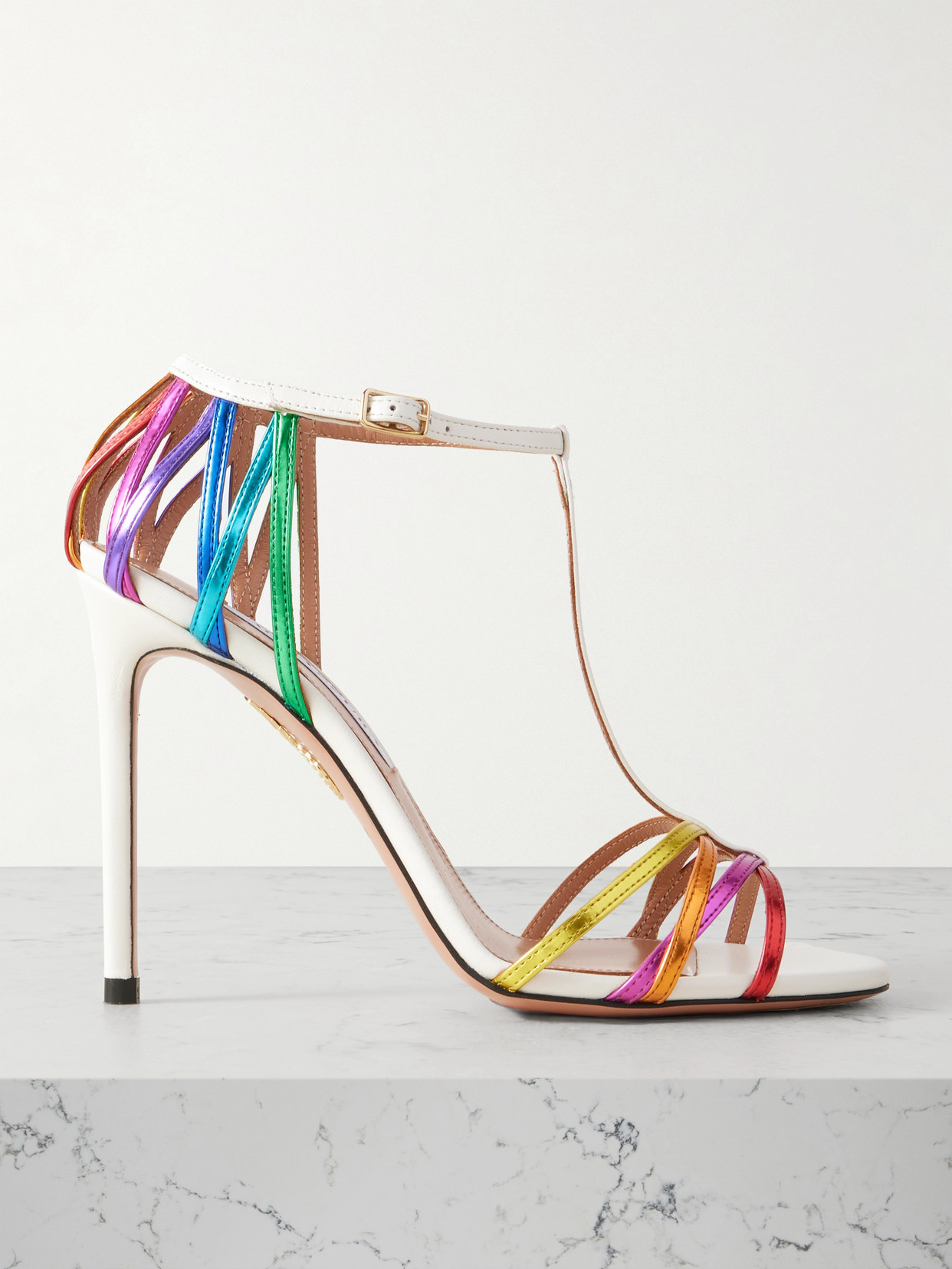 Aquazzura - Forever More 105 Leather Sandals - Multi