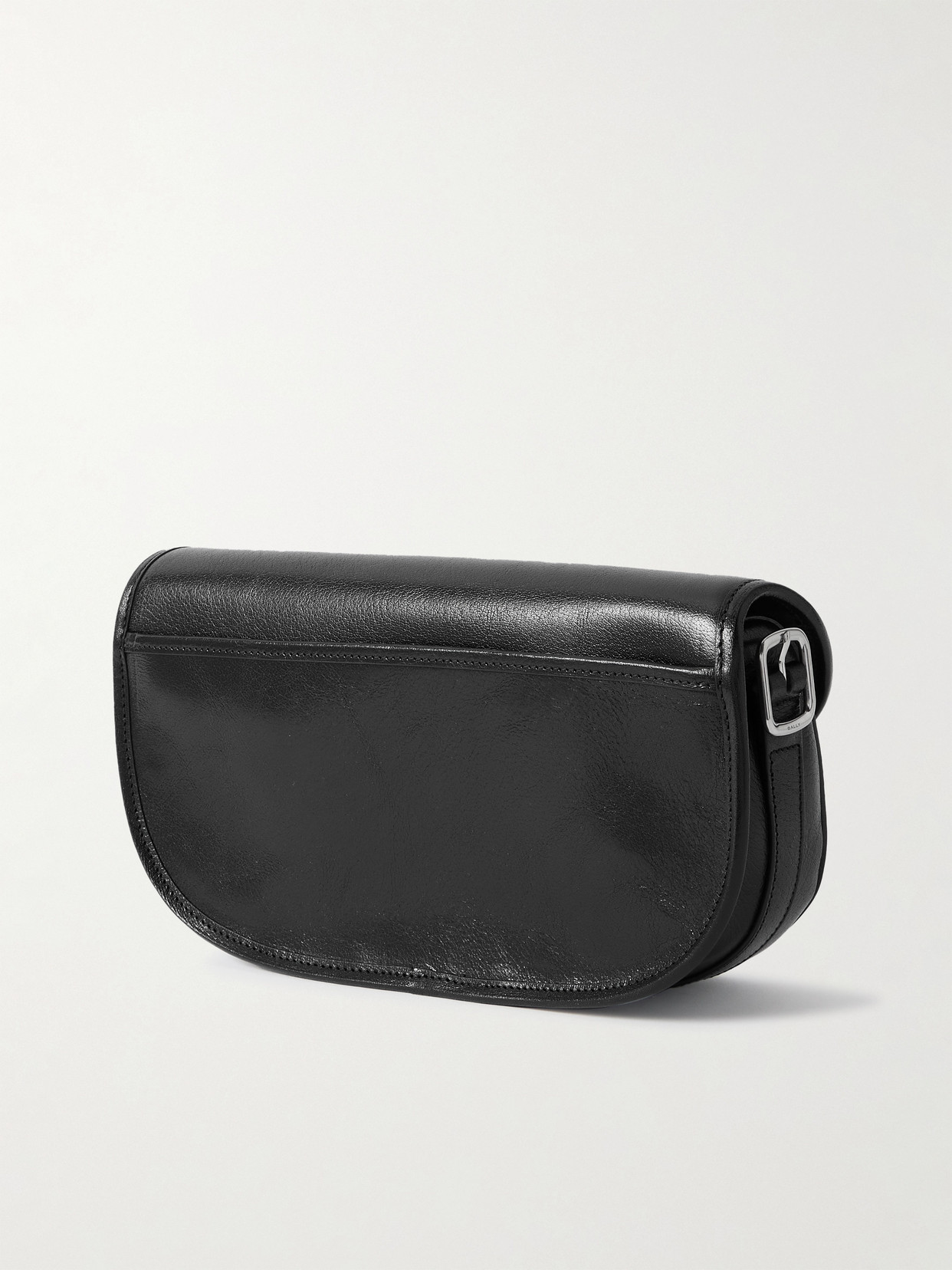 BALLY BECKETT EMBELLISHED GLOSSED TEXTURED-LEATHER SHOULDER BAG