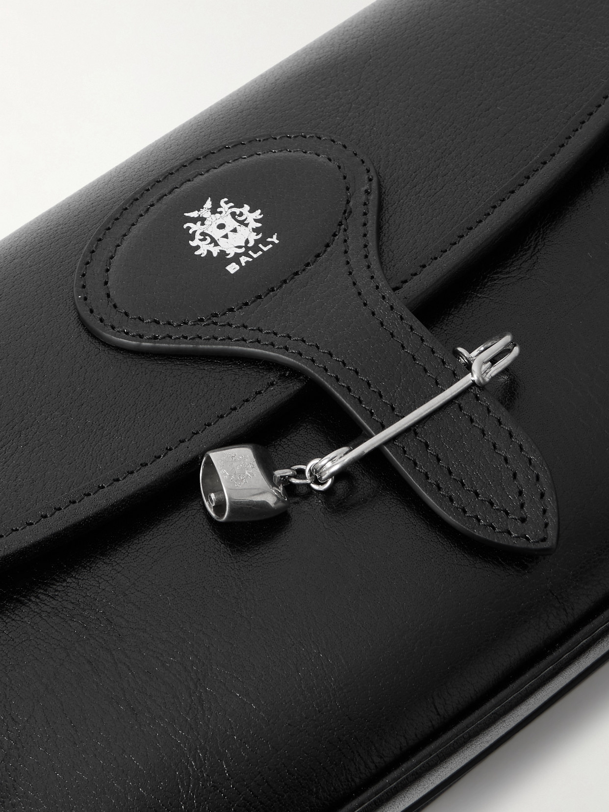 BALLY BECKETT EMBELLISHED GLOSSED TEXTURED-LEATHER SHOULDER BAG