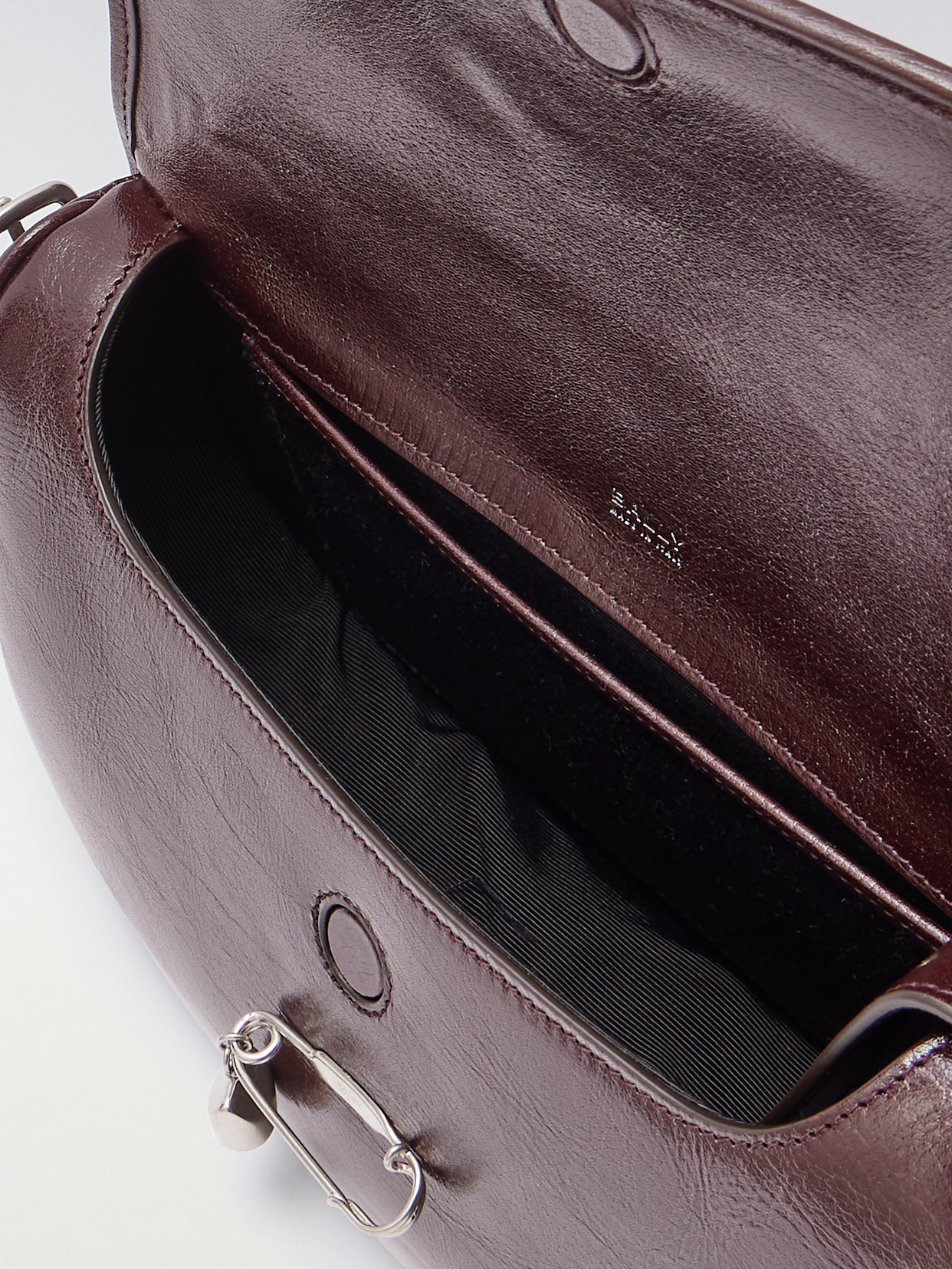 Bally Beckett Embellished Glossed Textured-leather Shoulder Bag In Brown
