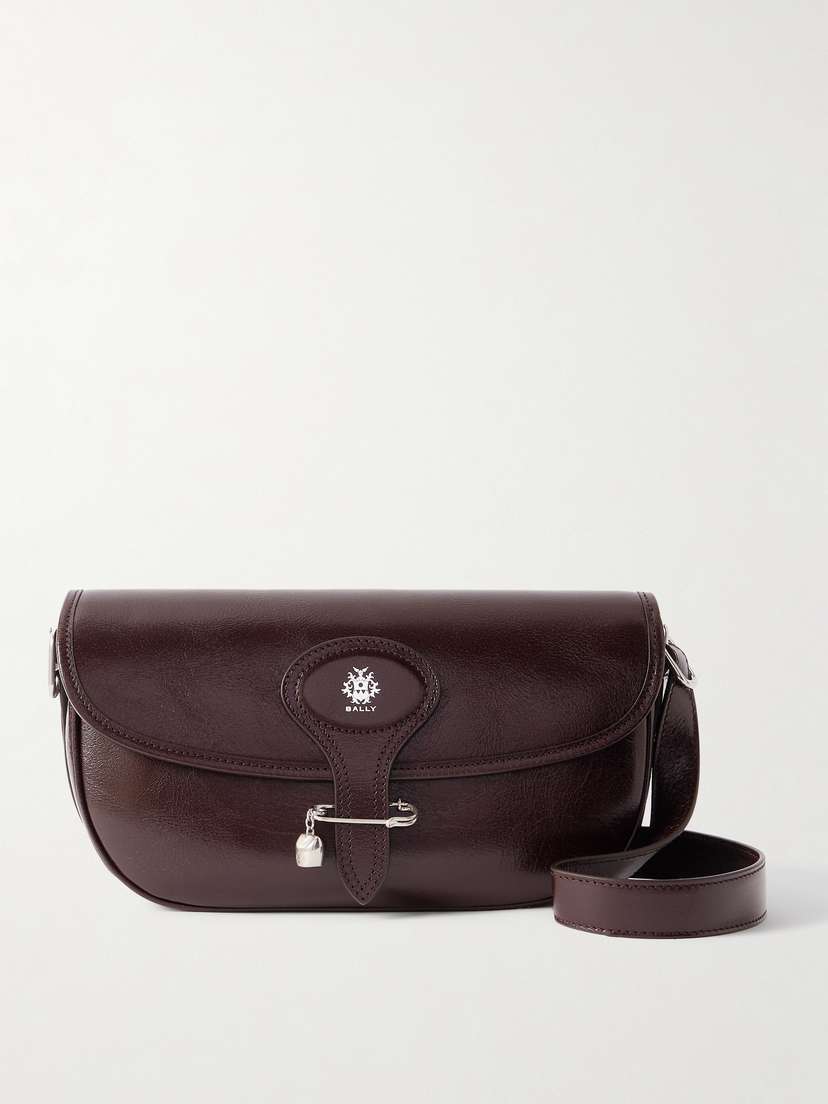 BALLY Beckett Embellished Glossed Textured-leather Shoulder Bag
