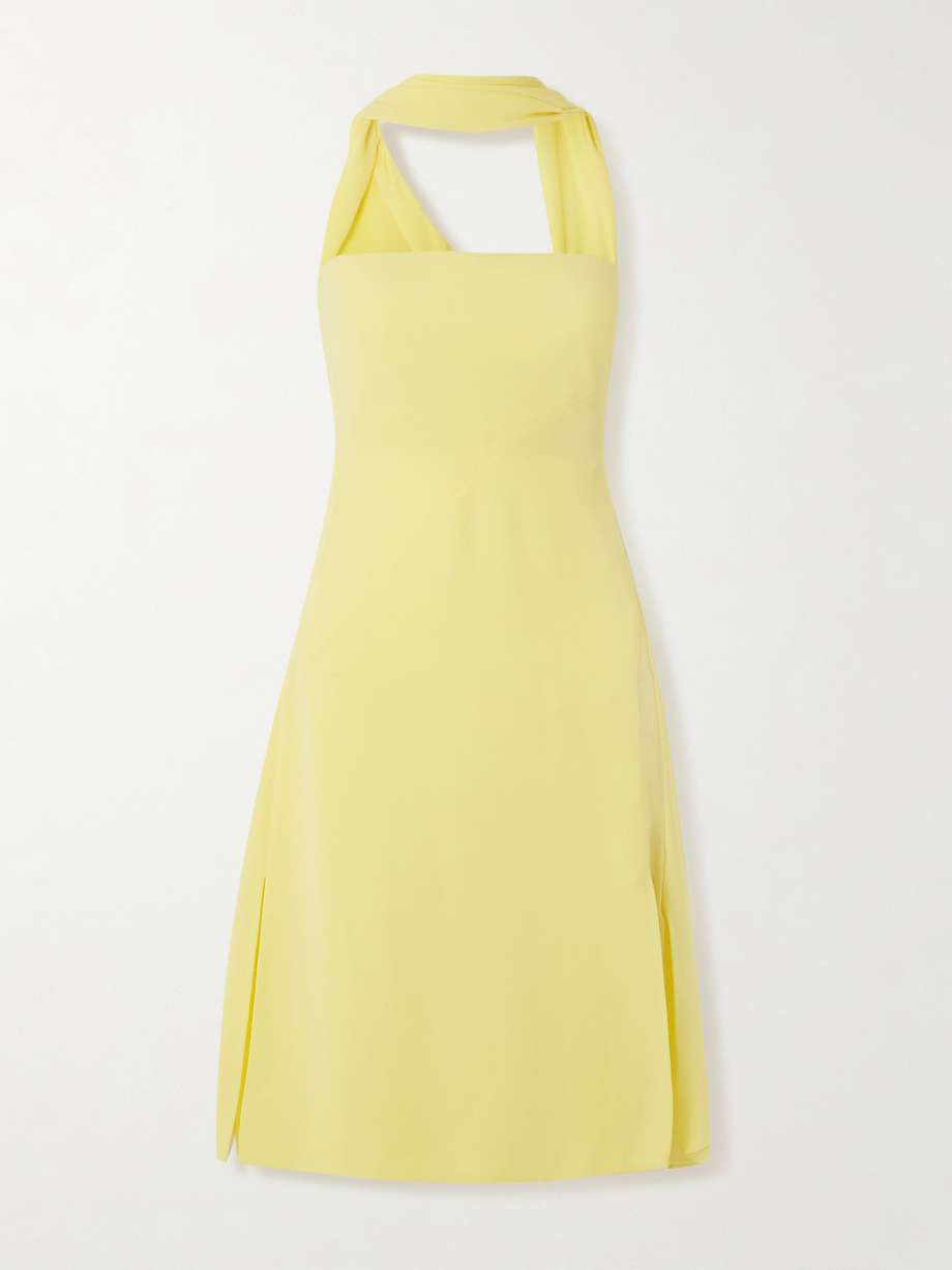 scarf-effect cutout chiffon-trimmed silk-cady mini dress