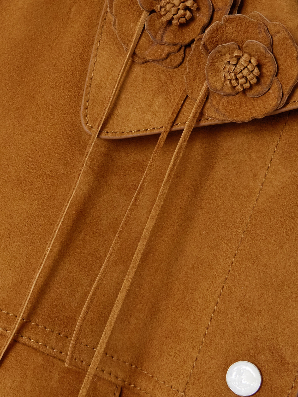 Versace Appliquéd Suede Jacket In Brown