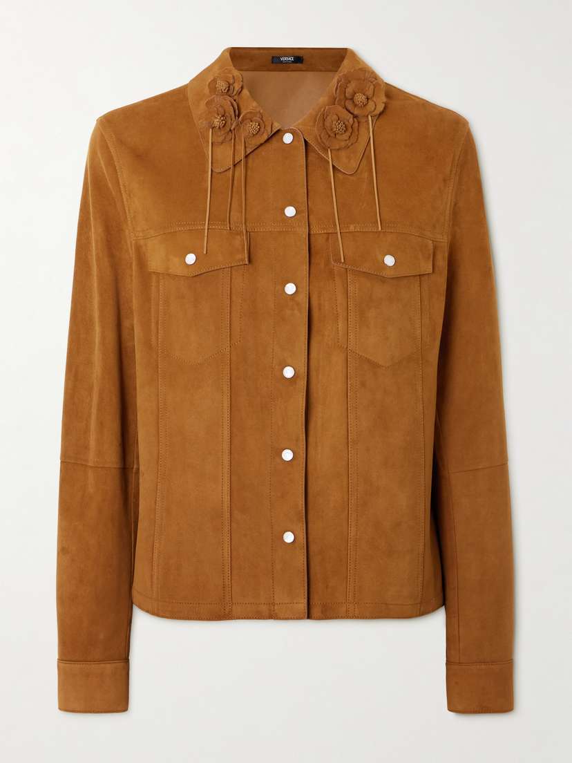 Versace Appliquéd Suede Jacket