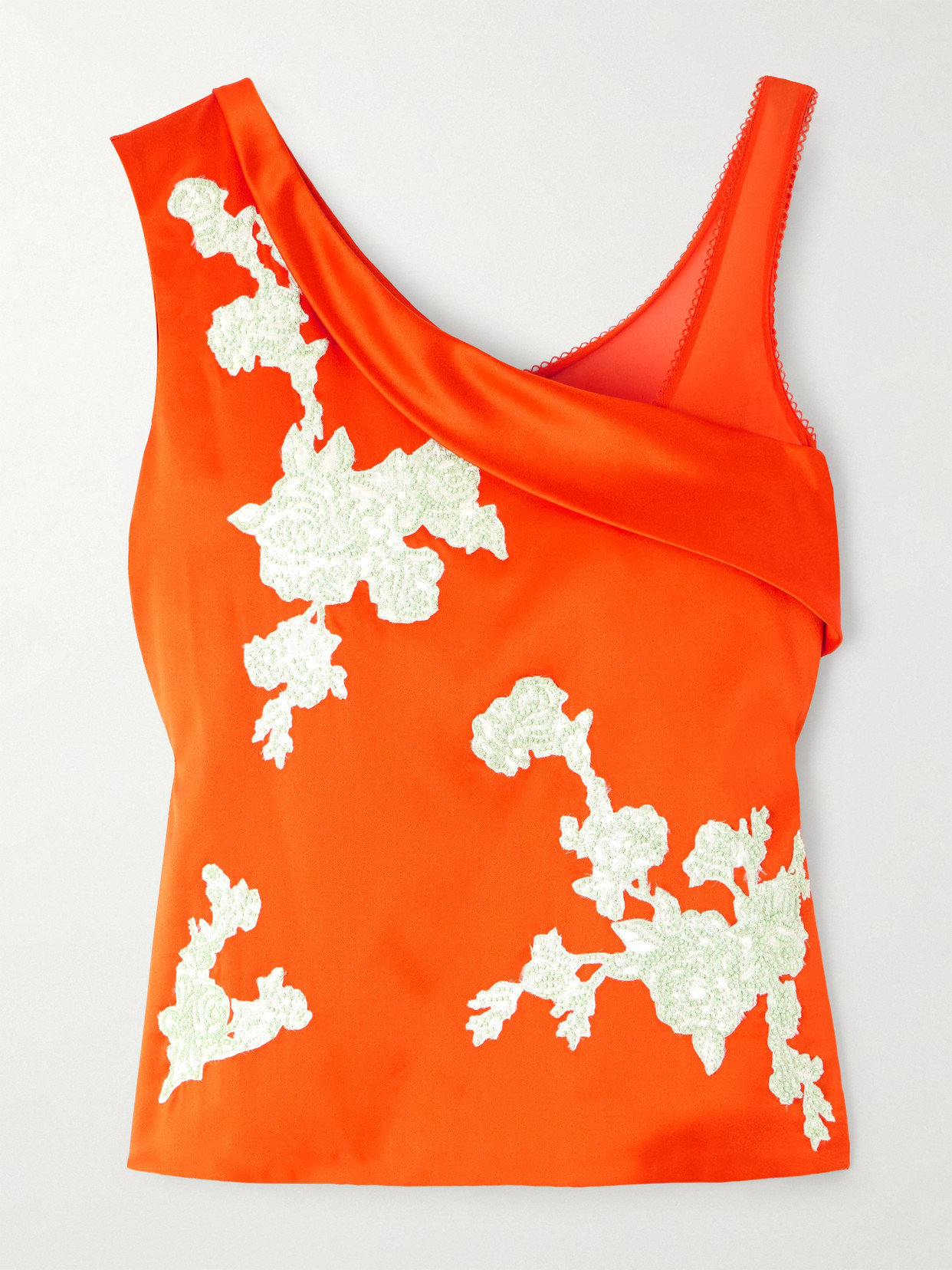 Versace - Appliquéd Silk-satin Top - Orange