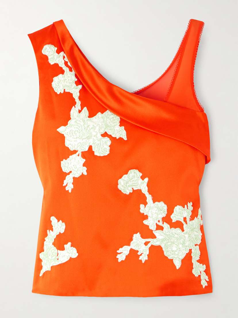 Versace Appliquéd Silk-satin Top