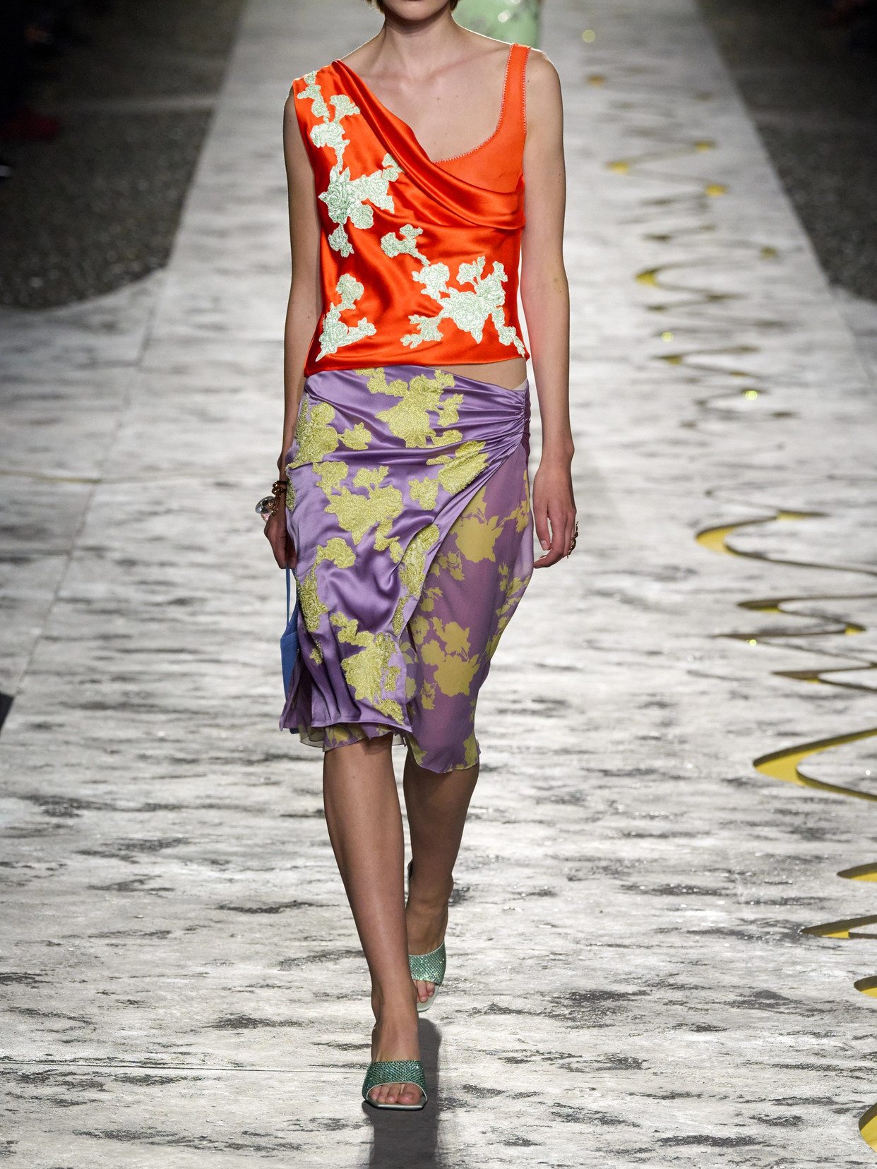 Appliquéd Silk-Satin Top