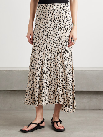 Proenza Schouler Joelle pleated floral-print stretch-crepe midi skirt