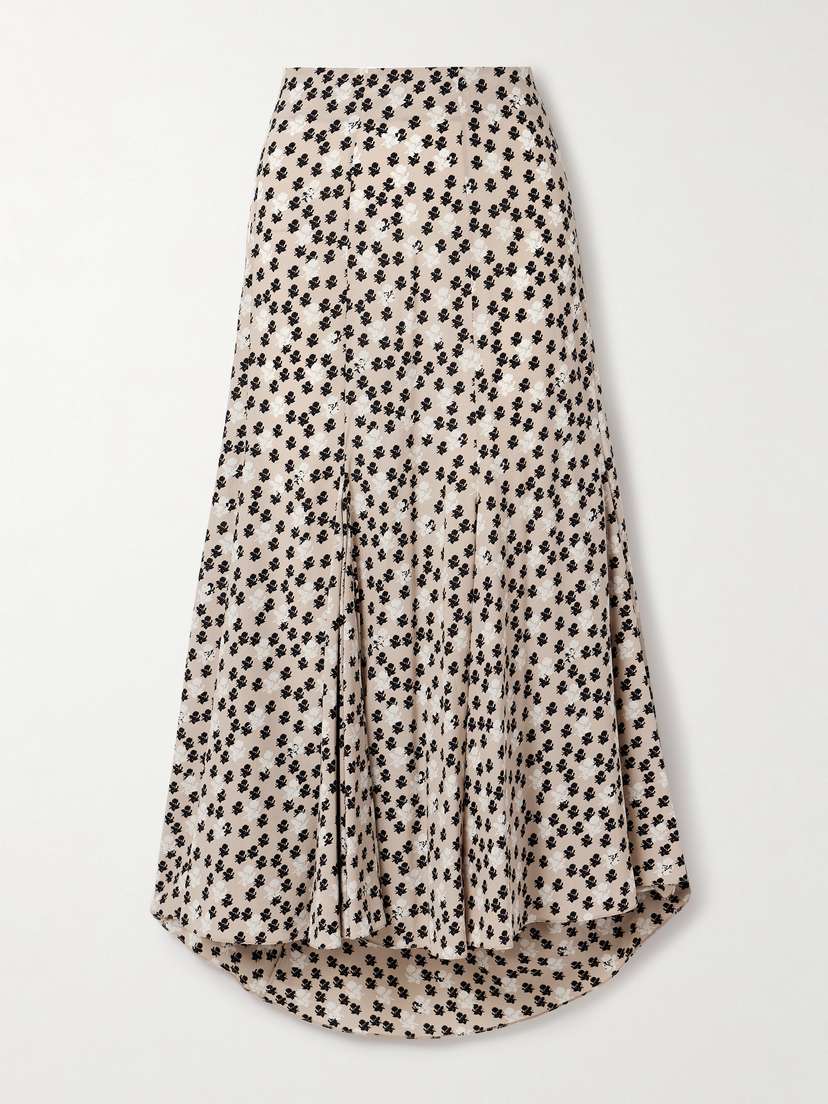 Proenza Schouler Joelle Pleated Floral-print Stretch-crepe Midi Skirt