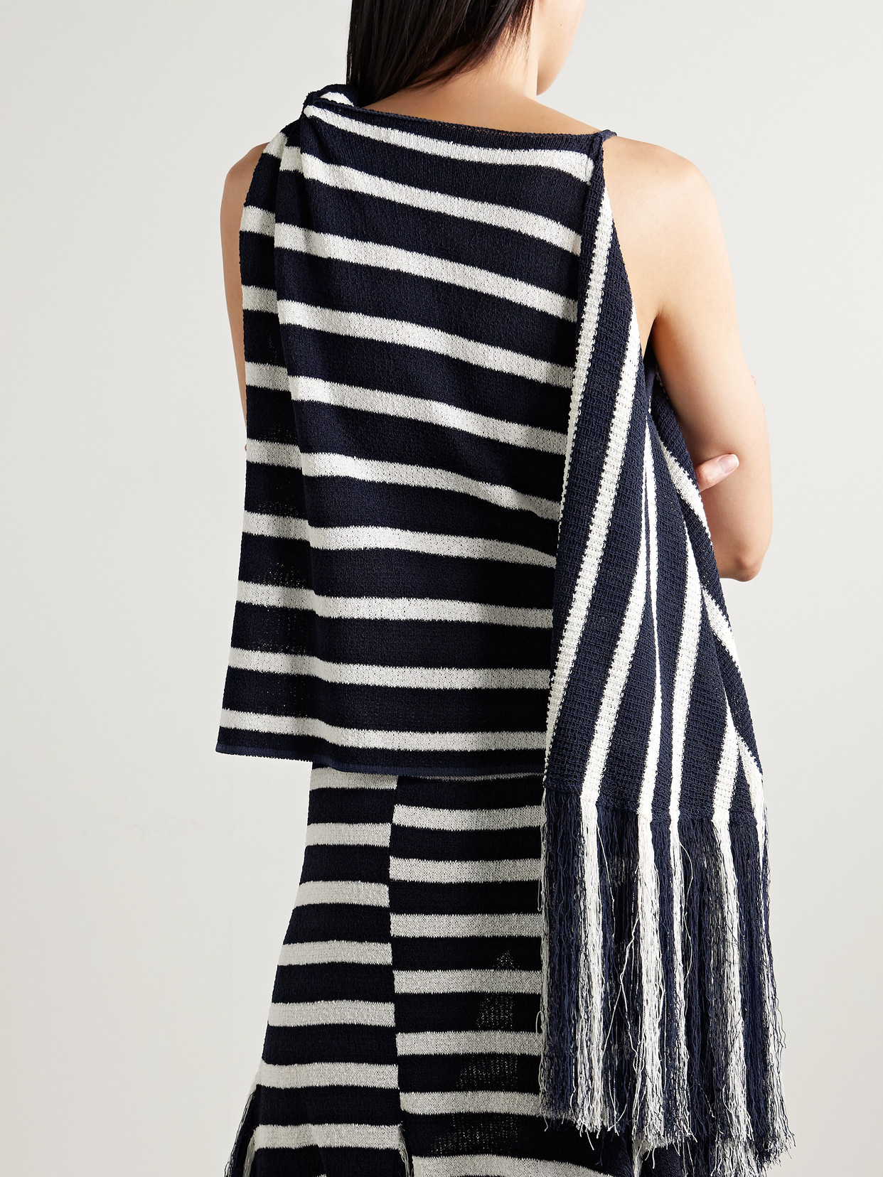 PROENZA SCHOULER YVES ASYMMETRIC FRINGED KNITTED TOP