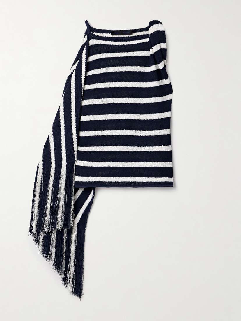 Proenza Schouler Yves Asymmetric Fringed Knitted Top