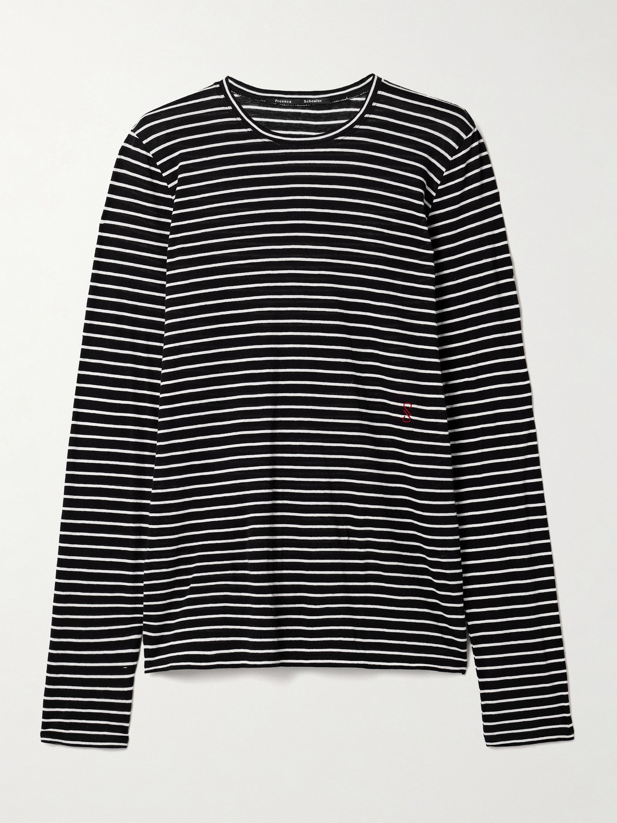 Proenza Schouler - Mia Striped Cotton And Linen-blend T-shirt - Black