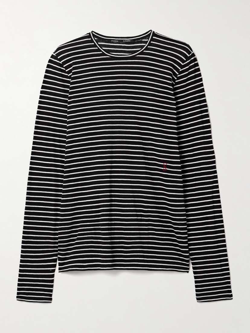 Proenza Schouler Mia Striped Cotton And Linen-blend T-shirt