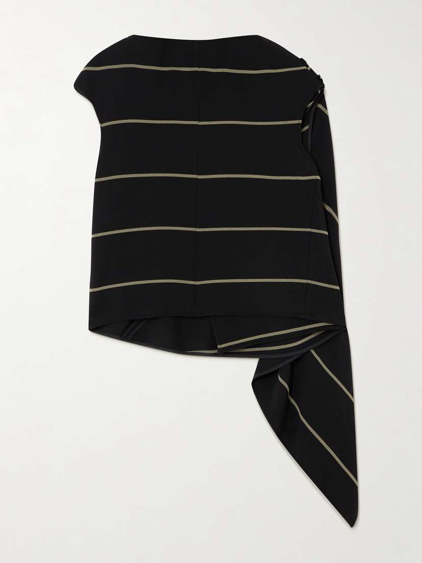 Proenza Schouler Sutton Button-detailed Asymmetric Paneled Striped Crepe Top