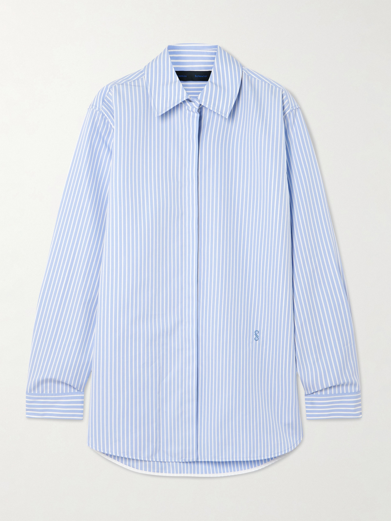 Proenza Schouler Hunter Striped Cotton And Silk-blend Poplin Shirt In Blue