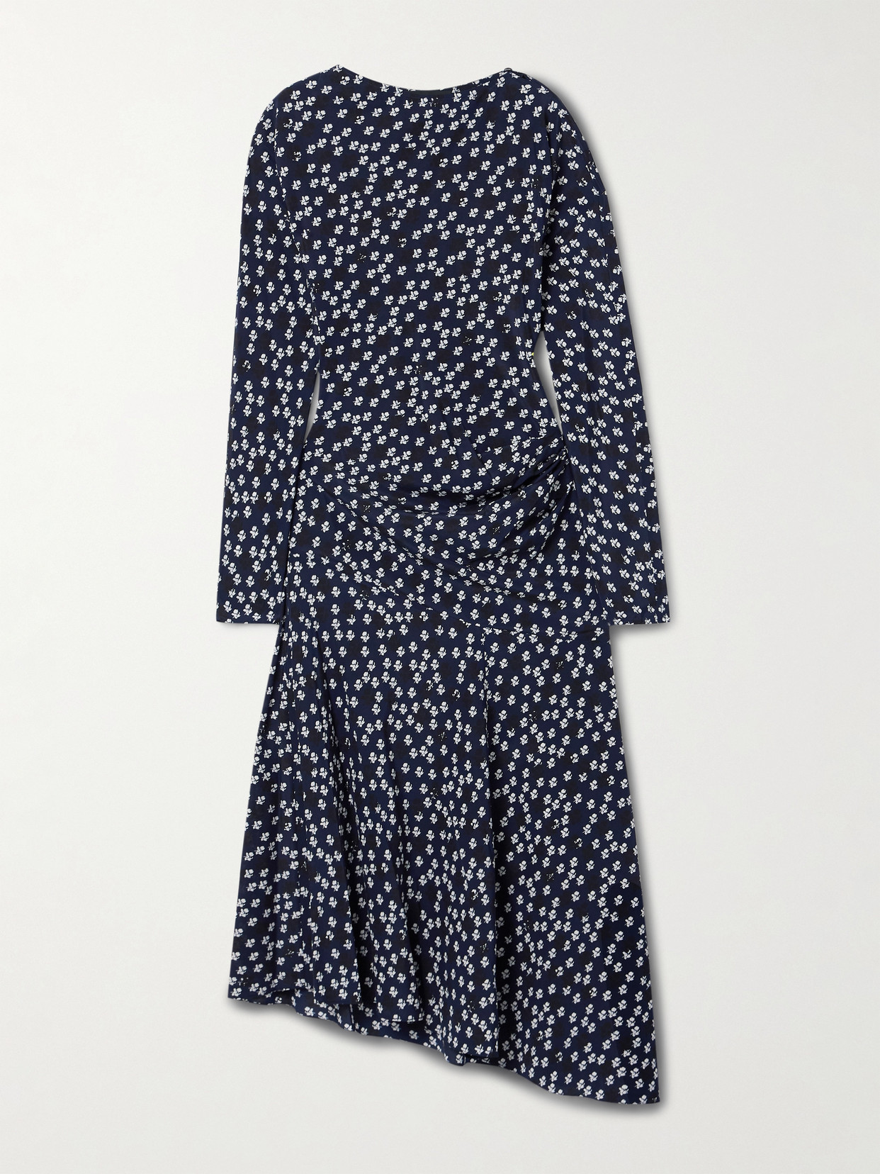 Proenza Schouler Alina Draped Floral-print Crepe Midi Dress In Blue