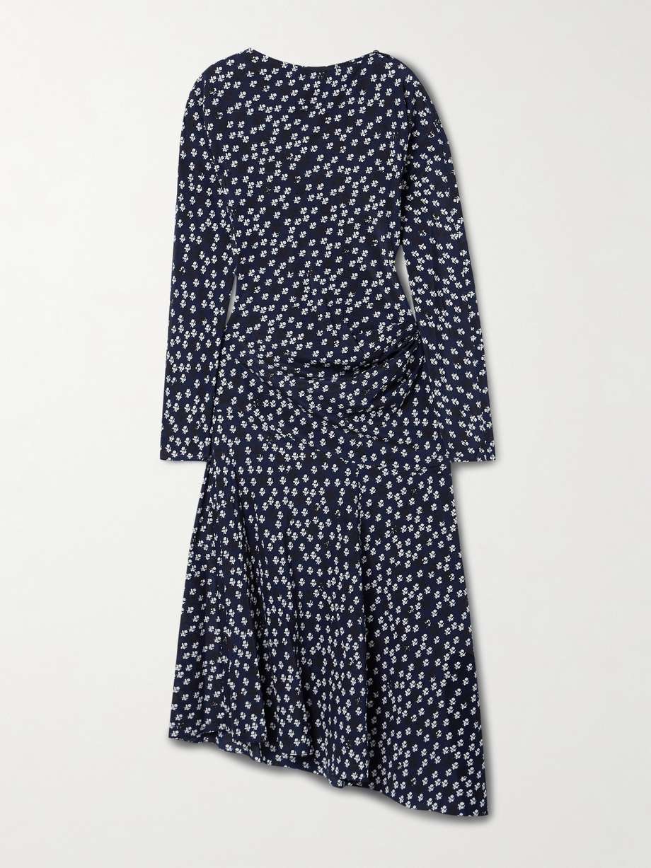 alina draped floral-print crepe midi dress