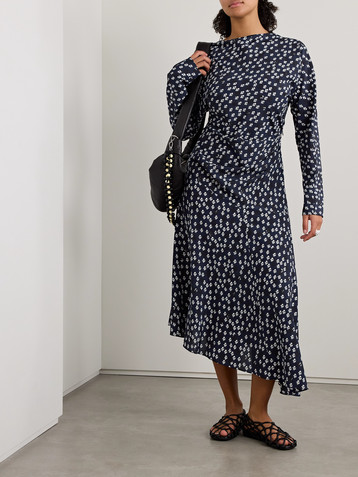 Proenza Schouler Alina draped floral-print crepe midi dress