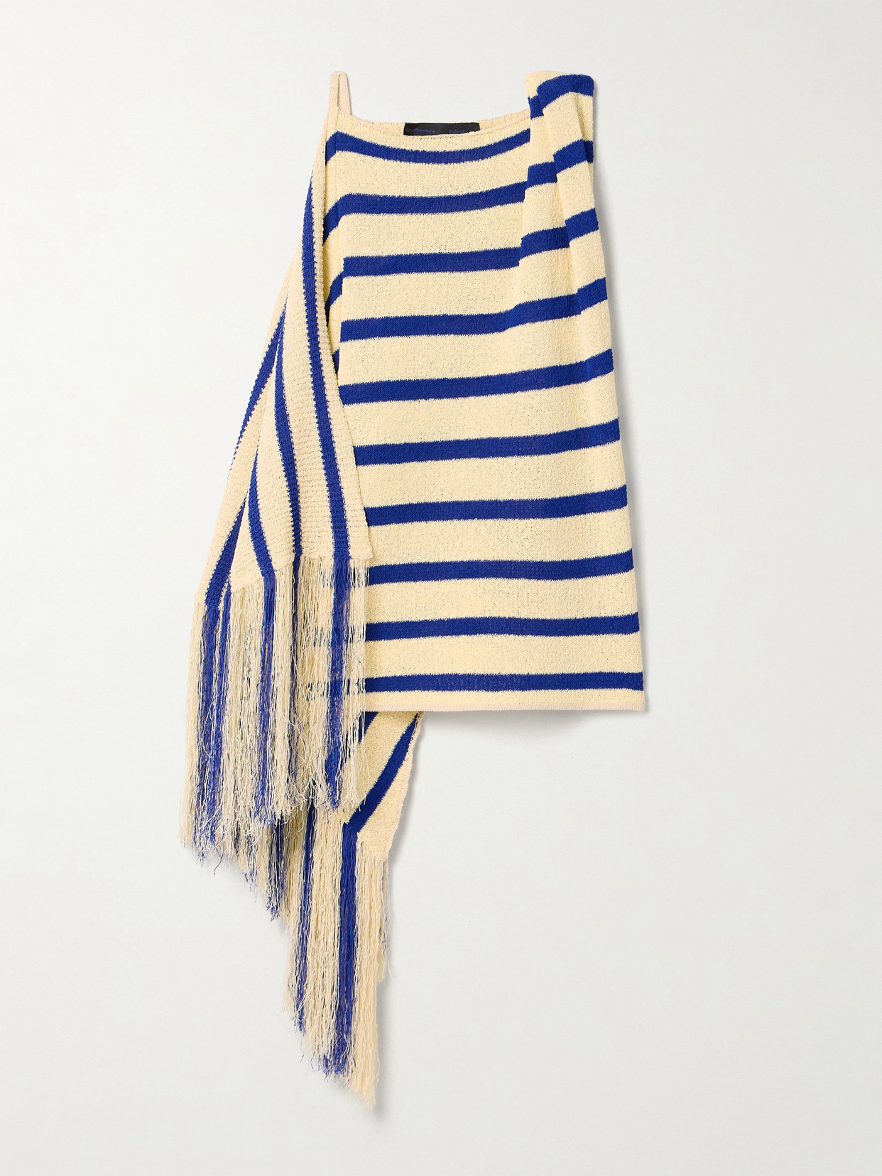Proenza Schouler Yves Asymmetric Fringed Striped Top In Blue