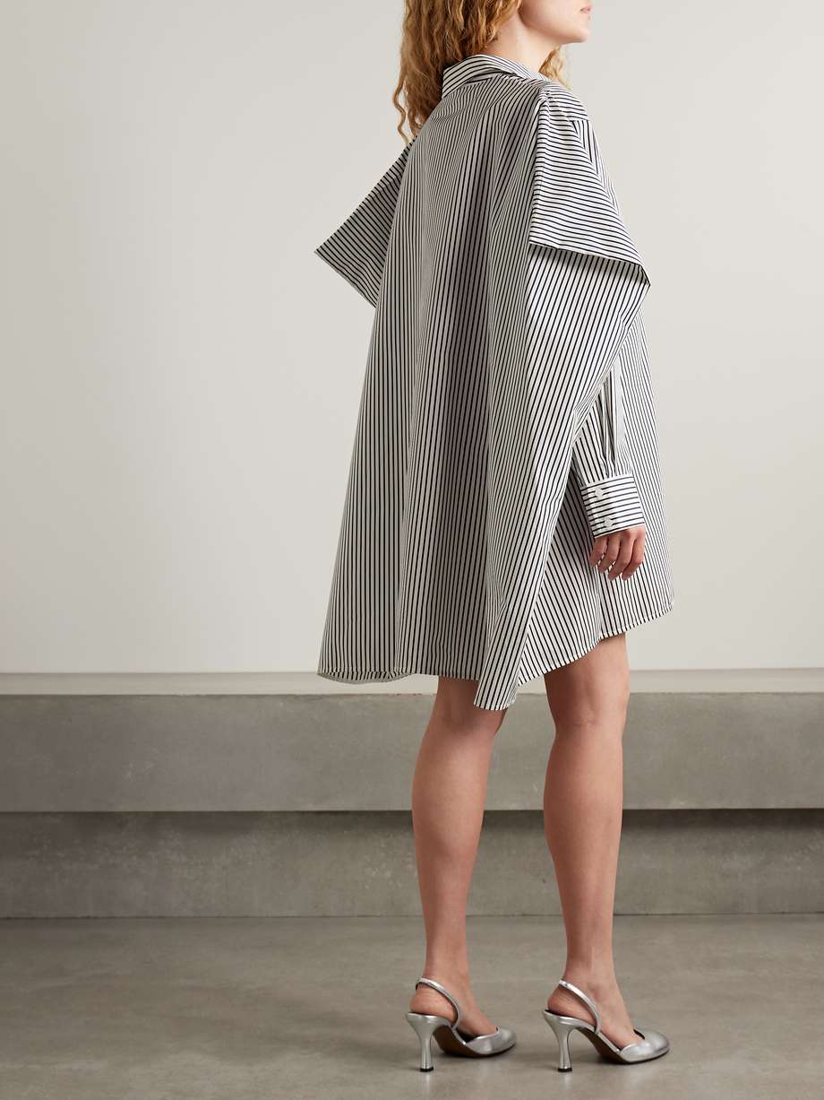 isla cape-effect striped cotton and silk-blend poplin mini shirt dress