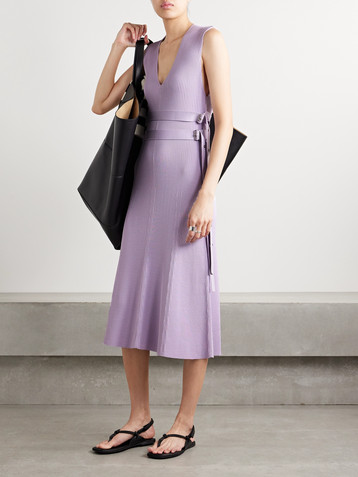 Proenza Schouler Madeline belted ribbed-knit midi dress