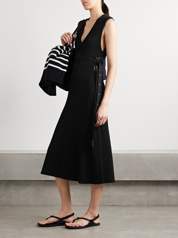 Proenza Schouler Madeline belted ribbed-knit midi dress