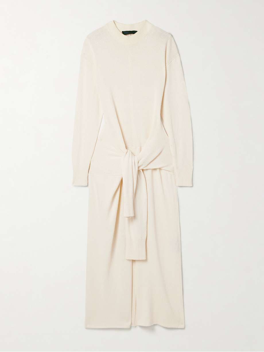 luca tie-detailed silk-blend maxi dress