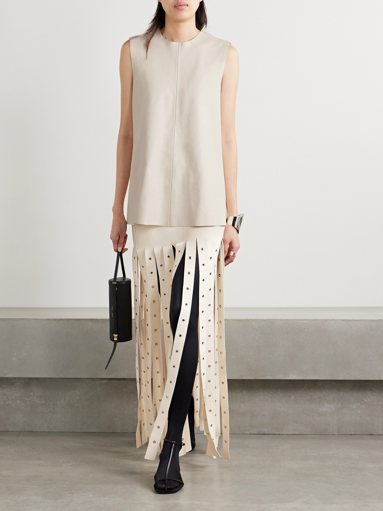 Shop Proenza Schouler Noa Buckled Open-back Leather Top In Ivory