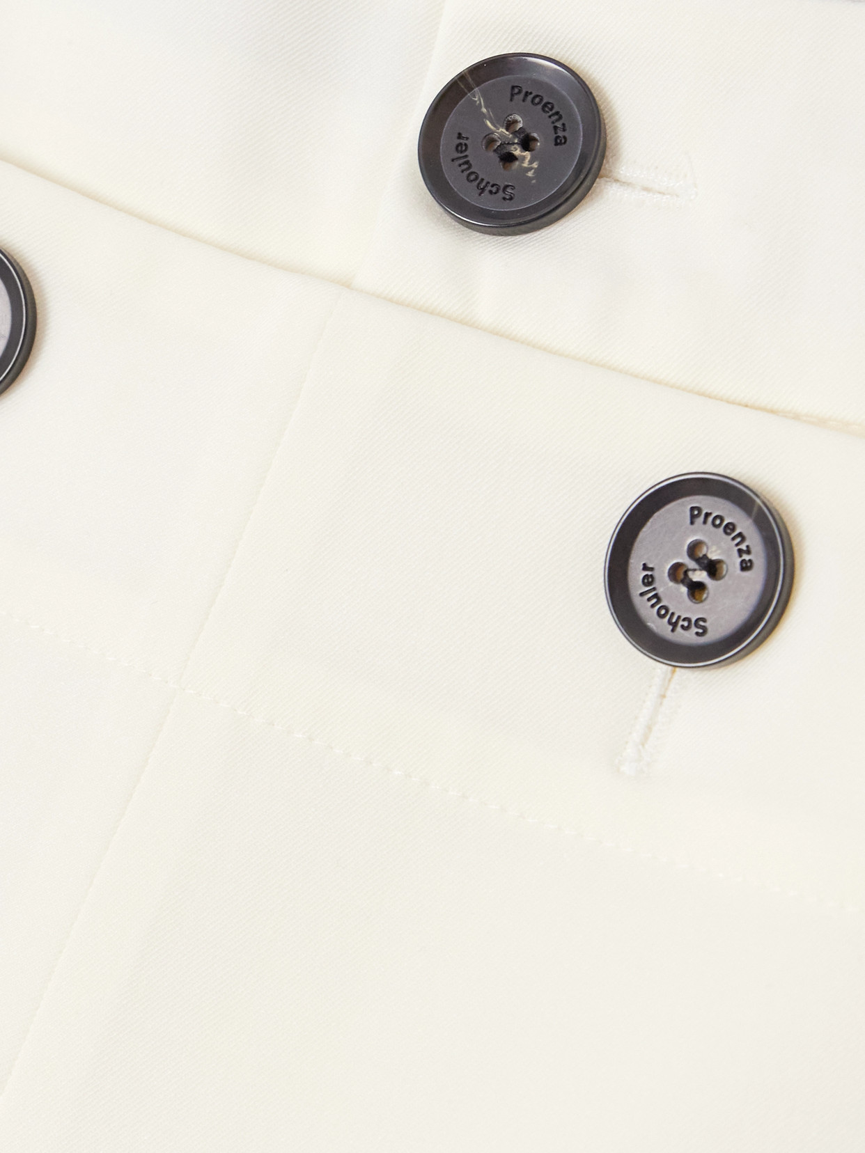Proenza Schouler Oliver Button-embellished Wool-blend Gabardine Wide-leg Pants In Off-white