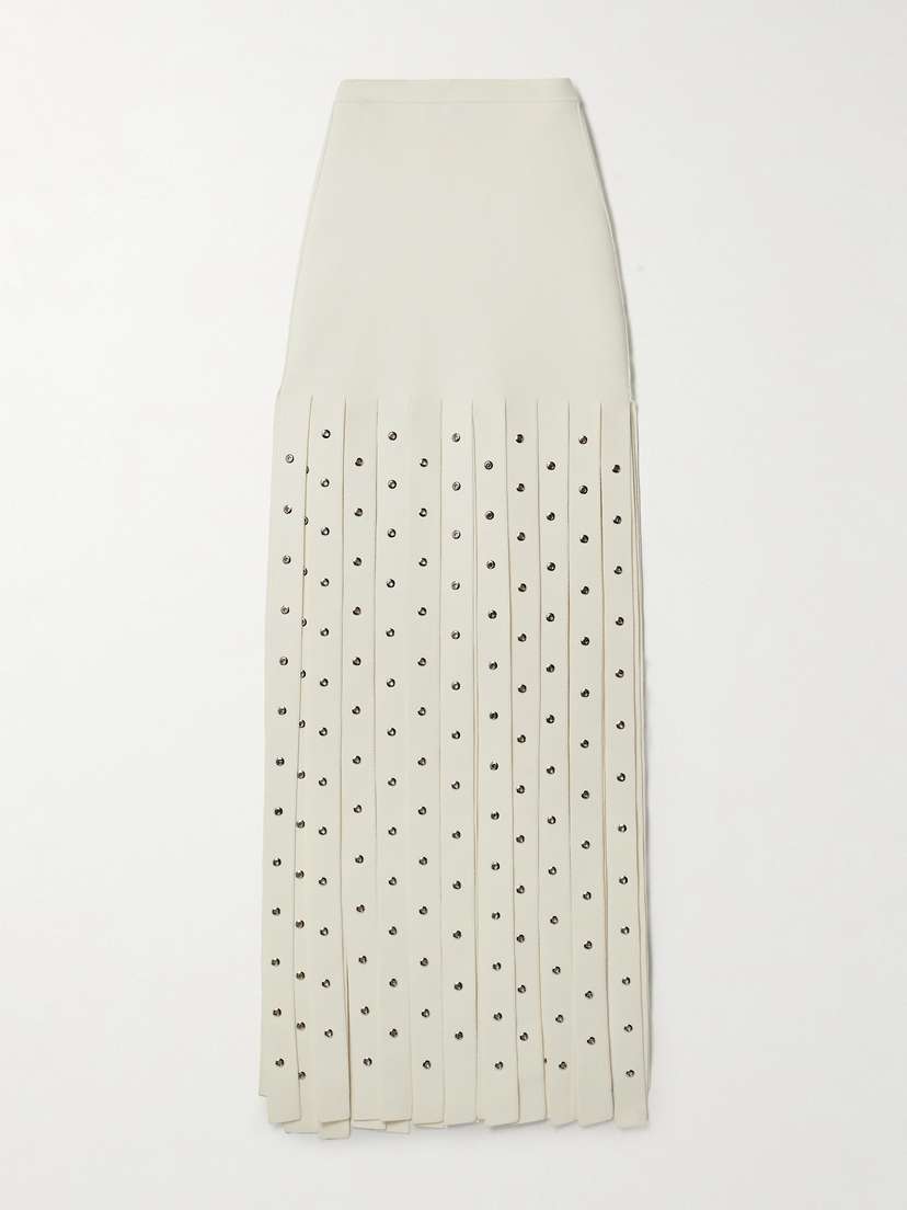 Proenza Schouler Effe Eyelet-embellished Fringed Stretch-knit Maxi Skirt