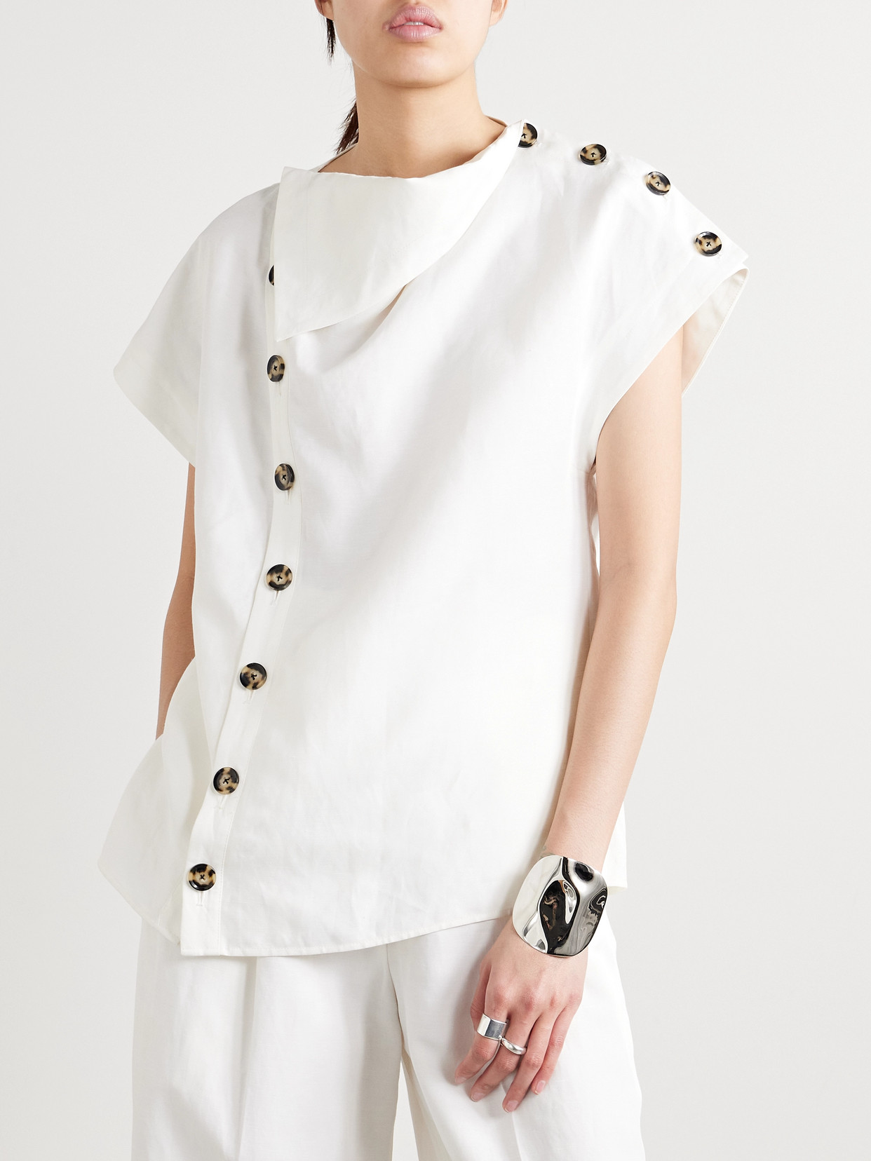 PROENZA SCHOULER ZION BUTTON-DETAILED POPLIN TOP