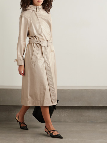 Proenza Schouler Sabina belted double-breasted glossed-leather trench coat