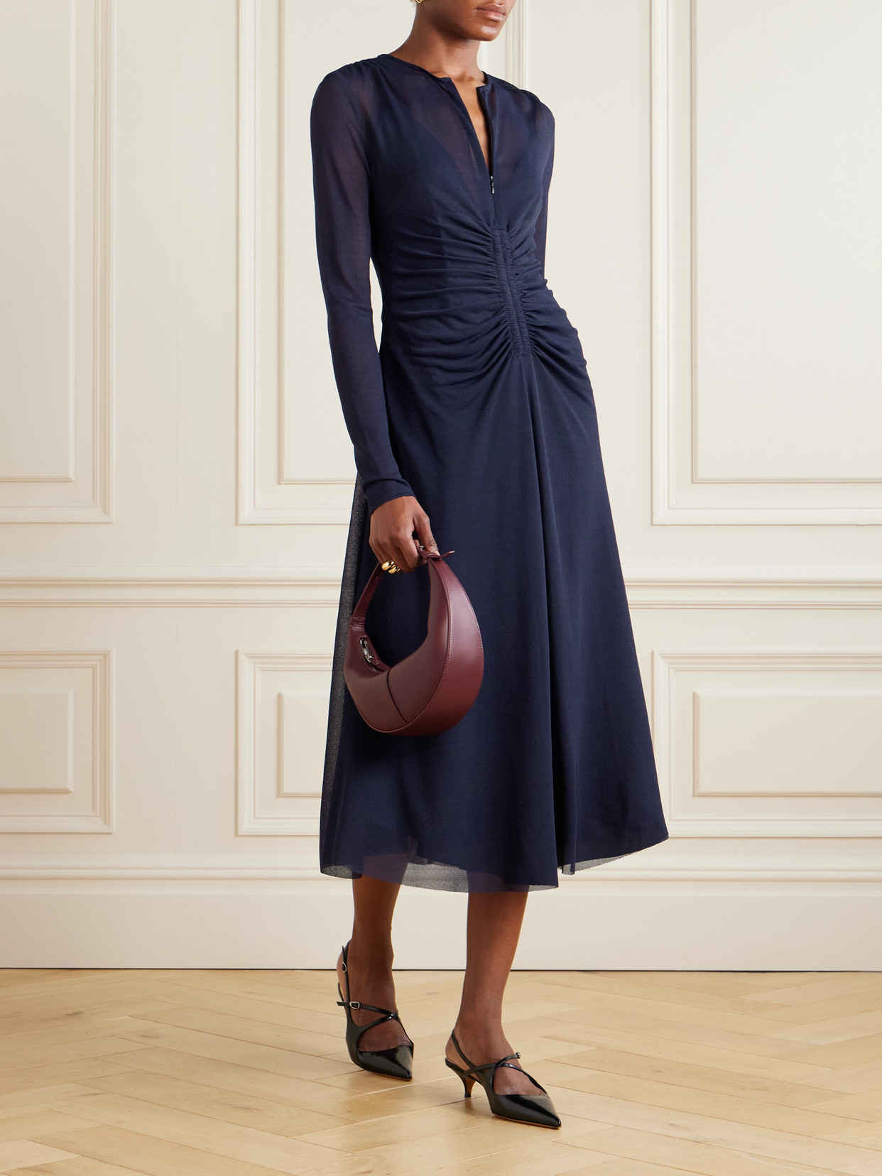 PROENZA SCHOULER KERSTIN RUCHED JERSEY MIDI DRESS 