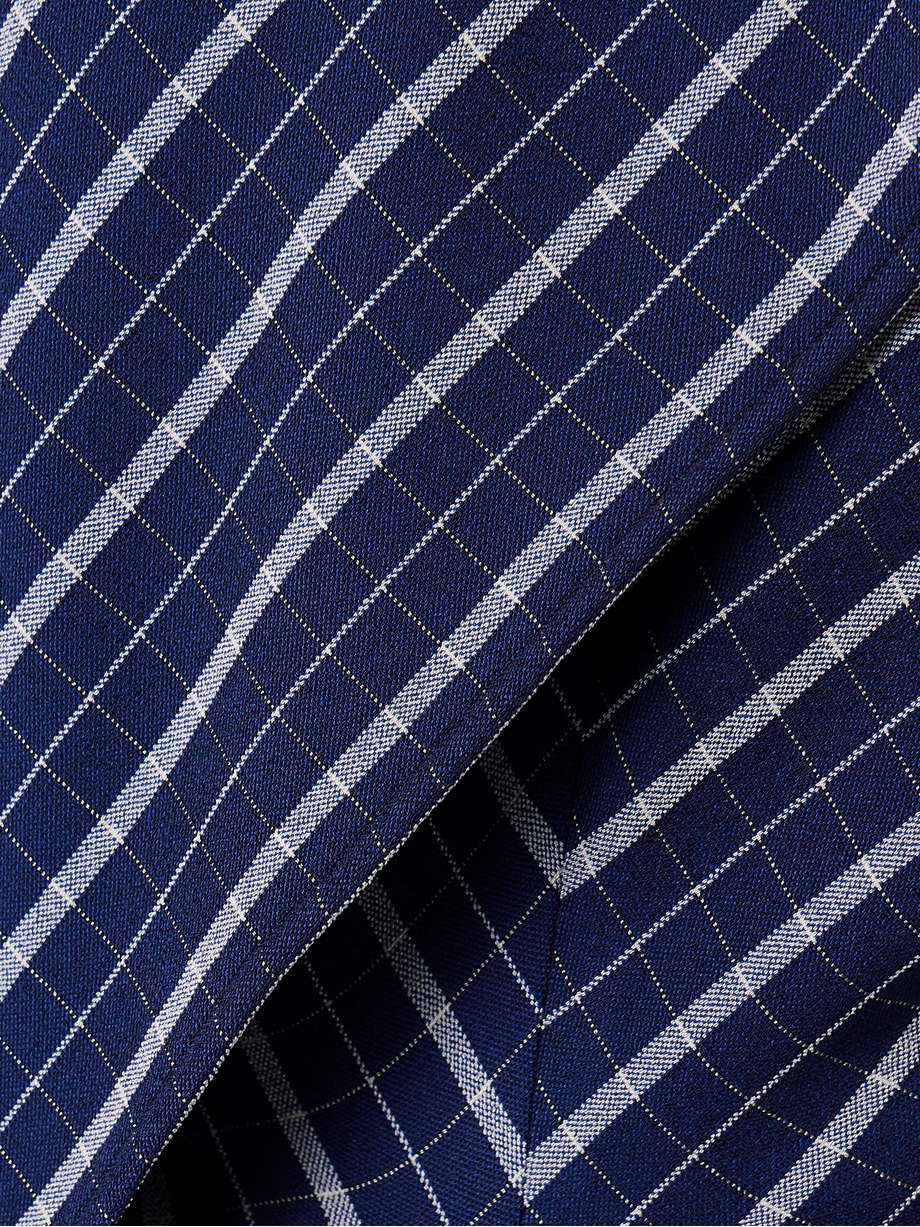 selene asymmetric draped checked stretch-crepe maxi dress