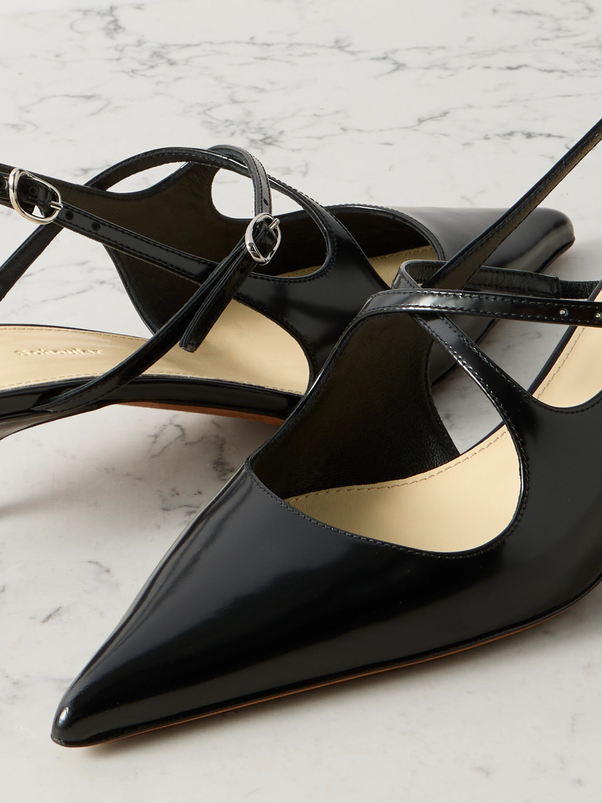 Proenza Schouler Slash Patent-leather Slingback Point-toe Pumps In Black