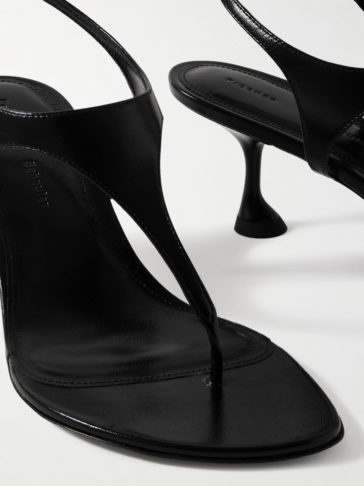 Proenza Schouler Tee 85 Thong Sandal In Slick Nappa In Black